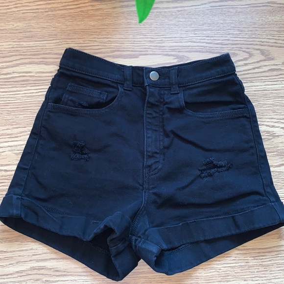 Black Highwaisted American Apparel Jean Shorts - Picture 1 of 5